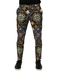 Dolce & Gabbana Multicolor Stained Glass Window Style Print Men Pants