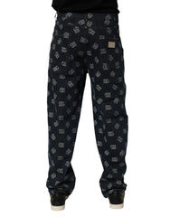 Dolce & Gabbana Blue Logo Print Straight Denim Men Jeans
