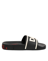Dolce & Gabbana Black Rubber Slides Sandals Beachwear Shoes