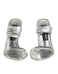 Dolce & Gabbana Silver Strappy High Heels Sandals Shoes