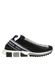 Dolce & Gabbana Black Silver Slip On Sorrento Sneakers Shoes