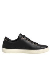 Dolce & Gabbana Black Leather Sacred Heart Sneakers Shoes