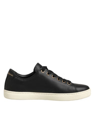 Dolce & Gabbana Black Leather Sacred Heart Sneakers Shoes