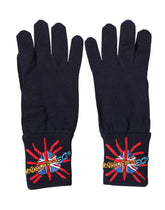Dolce & Gabbana Blue Wool Knit #DGLovesLondon Embroidered Mitten Gloves