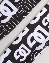 Dolce & Gabbana Black White DG Logo Elbow Length Mitten Gloves