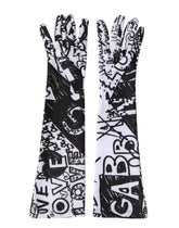 Dolce & Gabbana Gloves Black White DG Logo Elbow Length Mitten