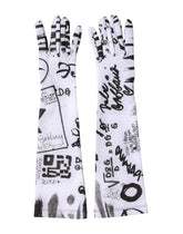 Dolce & Gabbana Black White DG Logo Elbow Length Mitten Gloves