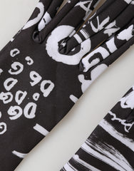 Dolce & Gabbana Black White DG Logo Elbow Length Mitten Gloves