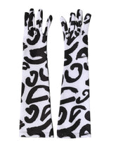 Dolce & Gabbana Black White DG Logo Elbow Length Mitten Gloves