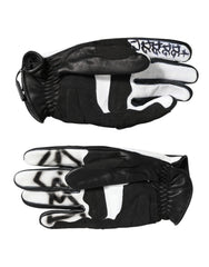Dolce & Gabbana Gloves Black White Crystal Wrist Length Mitten Gloves