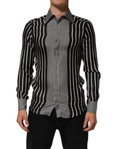 Dolce & Gabbana Black White Stripes Men MARTINI Dress Shirt
