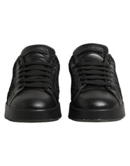 Dolce & Gabbana Black Floral Lace Low Top Sneakers Shoes