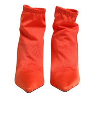 Dolce & Gabbana Orange DG Logo Heels Ankle Boots Shoes