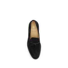 Brunello Cucinelli Black Calf Leather Bos Taurus Slip-On Loafers
