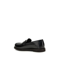 Brunello Cucinelli Black Leather Slip-On Loafers