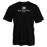 Balenciaga Black Cotton Logo Print Crew Neck Short Sleeves T-shirt