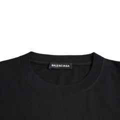 Balenciaga Black Cotton Logo Print Crew Neck Short Sleeves T-shirt