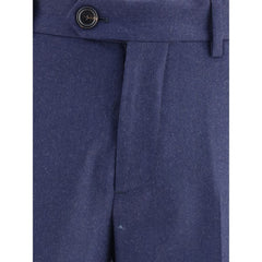 Brunello Cucinelli Blue Fleece Wool Pants
