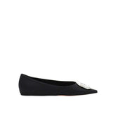 Amina Muaddi Black Silk Ballet Flats