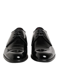 Dolce & Gabbana Black Calfskin Leather Derby Dress Shoes