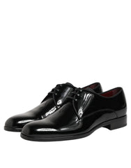 Dolce & Gabbana Black Calfskin Leather Derby Dress Shoes