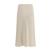 Brunello Cucinelli Cream Acetate Midi Skirt