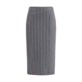 Brunello Cucinelli Gray Polyester Midi Skirt