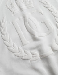 Dolce & Gabbana White Cotton Hooded Pullover Sweatshirt Men