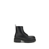 Balenciaga Black Calf Leather Bos Taurus Lace-Up Boots