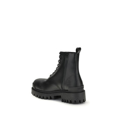 Balenciaga Black Calf Leather Bos Taurus Lace-Up Boots