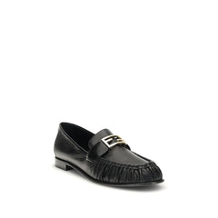 Fendi Black Calf Leather Bos Taurus Slip-On Loafers
