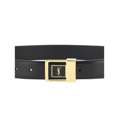 Saint Laurent Black Calf Leather Bos Taurus Regular Belt