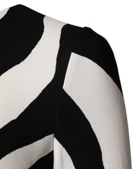 Dolce & Gabbana Black White Zebra Viscose Sheath Midi Dress
