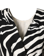 Dolce & Gabbana Black White Zebra Silk Sheath Mini Dress