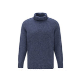 Brunello Cucinelli Blue Alpaca Leather Turtleneck