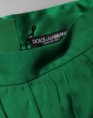Dolce & Gabbana Green Silk High Waist Women Hot Pants Shorts
