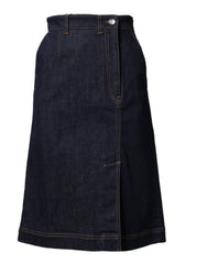 Dolce & Gabbana Dark Blue Cotton A-line Denim Midi Skirt