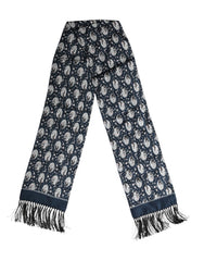 Dolce & Gabbana Navy Blue Silk Neck Wrap Shawl Men Scarf