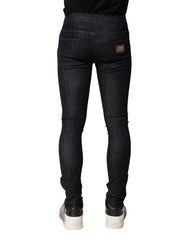 Dolce & Gabbana Black Cotton Stretch Skinny Denim Men Jeans