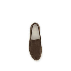 Brunello Cucinelli Brown Calf Leather Bos Taurus Slip-On Loafers