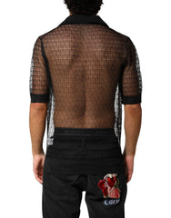 Dolce & Gabbana Black Sheer Short Sleeves Casual Polo Top