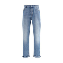 Brunello Cucinelli Blue Cotton Straight-Leg Jeans