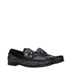 Dolce & Gabbana Black Fabric Slip-On Loafers
