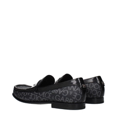 Dolce & Gabbana Black Fabric Slip-On Loafers