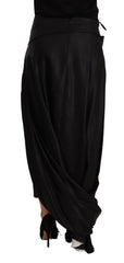 Celine Acetate Black High Waist Wrap Style Asymmetric Skirt