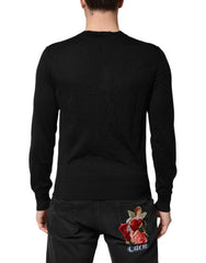 Dolce & Gabbana Black Cashmere V-Neck Men Pullover Sweater