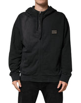 Dolce & Gabbana Black Logo Zipped Hooded Sweatshirt Sweater