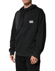 Dolce & Gabbana Black Logo Zipped Hooded Sweatshirt Sweater