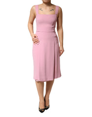 Dolce & Gabbana Pink Viscose Sleeveless Sheath Midi Dress