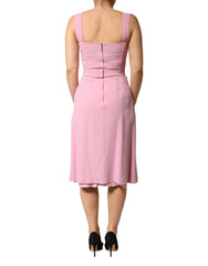 Dolce & Gabbana Pink Viscose Sleeveless Sheath Midi Dress